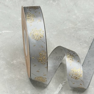 Tiktok hot wholesale 2.5cm colorful gilding colorful ribbon high-end gift box packaging ribbon dandelion Silk
