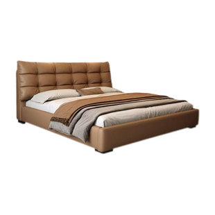 Modern Simple Leather Bedside Italian Light Luxury 1.8 m Master Bedroom Double Queen Bed 2 m High End Atmospheric Soft Bag Wedding Bed