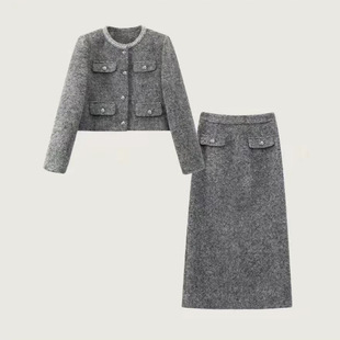 Autumn and Winter New Thickened Warm Chanel Style suit Women's Elegant Simple Fashion All-match Coat Long Dress for Women