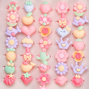 Korean style children's cartoon ring jewelry cute girl princess birthday gift kindergarten baby Prize toy