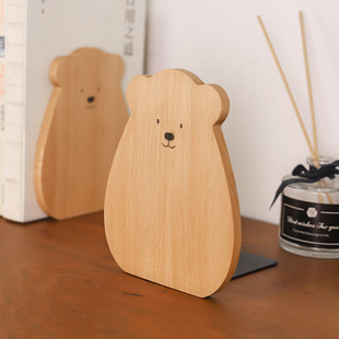 Wholesale solid wood book stand cartoon bookshelf desktop creative bookend student cute bookend simple wooden bookshelf
