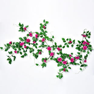 Simulation Rose Vine Plastic Fake Flower Vine Decoration Flower Vine Indoor Air Conditioning Duct Shelter Flower Wall Wall Hanging Plants