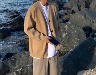 Men's Knitwear Cardigan Jacket Men's Spring and Autumn New Lazy Style V-Neck Sweater High-end Wear Casual Men's Wear