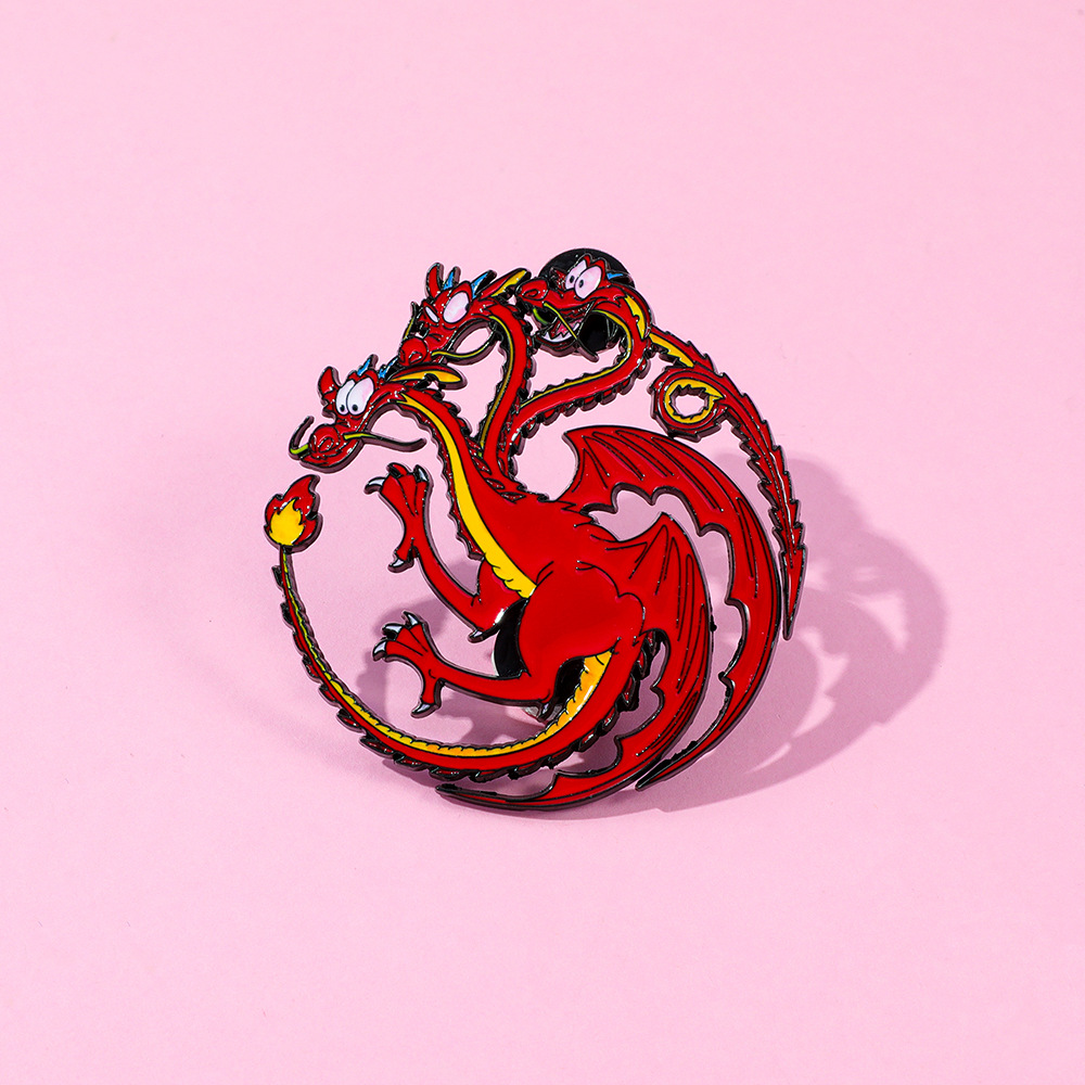 Creative and Unique Anime Mulan Mushu Dragon Metal Badge Dragon Alloy Brooch Accessory Enamel Pin Decoration