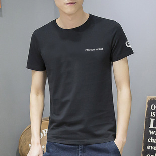 Trendy Men's Short-sleeved T-shirt Cotton V-neck 2025 New Style Top Clothes Men's Summer Half-sleeved T-shirt Base Long-sleeved