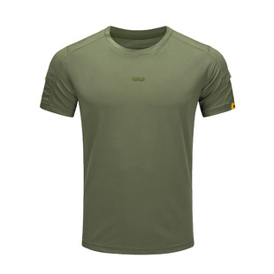 Factory wholesale cross-border summer men's tactical round neck sports elastic spot T-shirt loose casual short sleeve