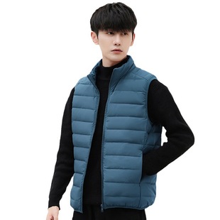 Anti-season processing foreign trade 2023 new vertical collar vest men's autumn and winter light vest waistcoat youth plus size coat