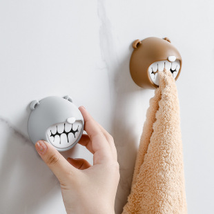 Kitchen non-perforated cloth towel plug bathroom wall hanging wash towel storage rack wall bear towel hook wholesale