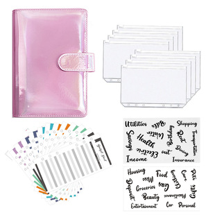 Macaron Laser A6pu Leather Loose-leaf Accounting Notebook Wholesale Creative Cash Budget Financial Planner Hand