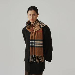 Europe and the United States new 100% wool scarf women autumn and winter high sense plaid shawl Joker simple tassel scarf wholesale