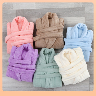 ⇕ Coral Fleece Bathrobe Winter Couple Men and Women Nightgown Thickened Soft Absorbent Home Pajamas Hotel Bathrobe