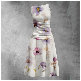 European and American Amazon New Round Neck Dress, Gentle and Sweet Style, Sleeveless Irregular Skirt Printed Dress