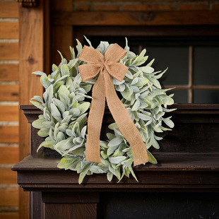New Cross-border Flocking Rabbit Ear Leaf Simulation Rattan Ring Green Planting Pastoral Style Garland Shopping Mall Spring Jewelry Spring Garland