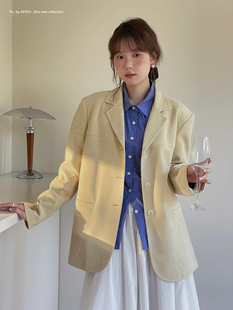 [Korean Blogger Spring Edition New Color] Song Ming commuter imitation suede suit jacket new suit W709B