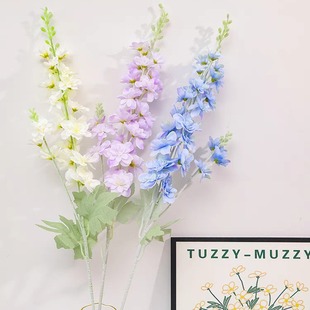 Simulation flower delphinium hyacinth wedding ceremony wedding hall guide decorative flower row 2 fork flocking flower arrangement with flower hotel