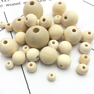 Round Wood Beads with Holes Small Wood Balls 4-50mm Natural Log Round Wood Beads Loose Beads Handstring diy Accessories by Jin