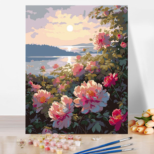 Rosa multiflora diy digital oil painting acrylic filled hand-painted foreign trade cross-border oil painting painted decorative painting