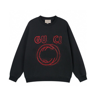 GU дом 25FW новая кривая буква логотипа логотипа для мужчин и женщин свободный круговой воротник свитера