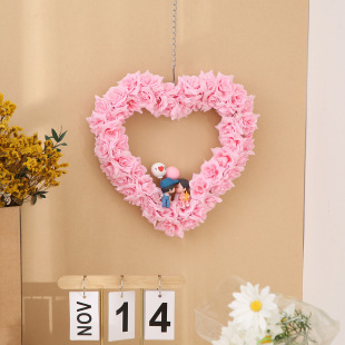 Valentine's Day Pink Red Love Doll Wreath Wedding Engagement Party Decorative Atmosphere Decorative Wreath Jewelry