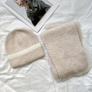 New Winter Knitted Wool Hat Women's Cold-proof Warm Scarf Hat Two-piece Set Autumn and Winter Fashion All-match Ear Protection Hat