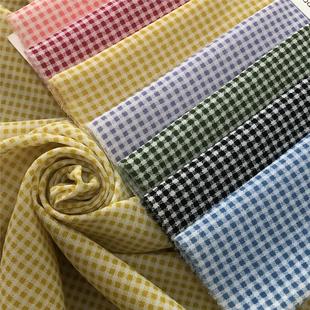 Small Plaid Composite Flower Yao Chiffon Printed Fabric Headwear Bracelet Jewelry Fabric Intransparent Draping