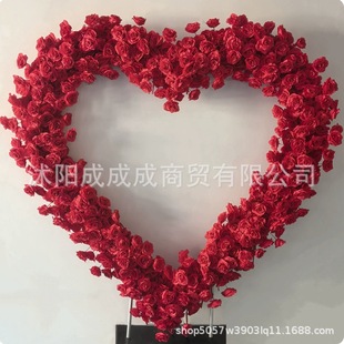 Source factory simulation cloth bottom red heart-shaped rose arch background wall wedding decoration simulation rose flower art