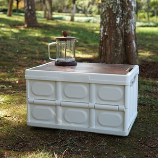 Outdoor Wooden Cover Camping Box Folding Storage Box Car Storage Multi-functional Self-driving Camping Portable Storage and Storage Box