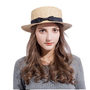 New summer hat Korean children straw flat straw hat outdoor sun protection parent-child beach hat wholesale