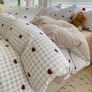 Class A maternal and infant grade cloud cotton bed four-piece set ins machine washable student dormitory three-piece bed sheet quilt cover wholesale