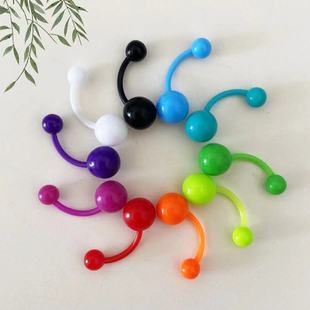 in stock wholesale acrylic UV soft rod navel nail color fashion navel ring puncture jewelry Amazon hot sale