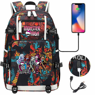 Американский комикс Monster High School с принтом USB для подростков, начальной и средней школы, мужской и женский повседневный дорожный рюкзак большой вместимости