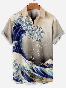 2023 Summer trendy digital printing short-sleeved men's shirt