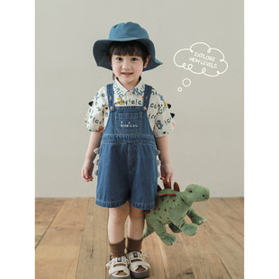 Wuri Boys' Summer New Style Thin Soft Denim Strap Pants Tail Adjustable Strap Children's Trendy Pants