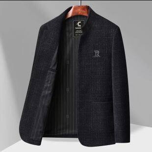 Dad Chenille Coat Spring and Autumn Middle-aged Men's Woolen Jacket for Grandpa and Old People Warm Casual Top