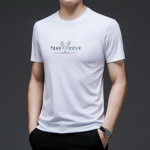Manzbo Summer Thin Trendy Printed Letter Youth Half Sleeve Cotton t Men's Wholesale Round Neck Slim Fit Short Sleeve Men's T