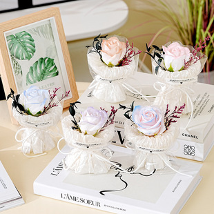 Pocket Bouquet Mini Little Rose Eternal Flower Soap Flower Meeting Gift Dried Flower Hand Gift Decoration Cross-border Foreign Trade
