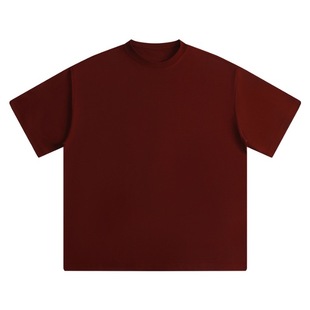 Europe and the United States 270 grams of heavy cotton double yarn short sleeve T-shirt men's fashion brand solid color drop shoulder round neck jacket wholesale women's summer