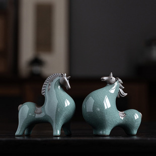 New Chinese Style Geyao Ceramic Tang Ma Tea Pet Ornaments Boutique Can Raisable Film Tea Table Tea Tray Tea Ceremony Tea Play Decorations