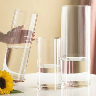 Acrylic Anti-Fall Vase Ornaments Living Room Flower Arrangement Transparent Water Culture Rich Bamboo Straight Tube Accessible Luxury High-End Awakening Flower Bucket