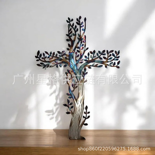 Трансграничные Tree Metal Wall Art Крест дерево дерево жизни стены металлические подвески