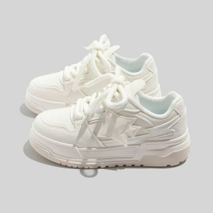White Shoes Summer Casual Women's Shoes 2025 New Arrival Hong Kong-Style Thick-Sole All-Match Instagram Popular Sports Sneakers for Women