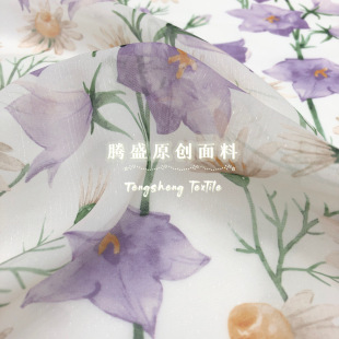 Holiday Style big flower new fabric bright silk chiffon base material replaceable base material plate making goods digital factory direct sales