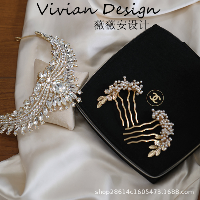 All-Match Vintage Pearl Hair Comb Handmade Wedding Jewelry Highlight Pearl Accessories Hair Plug Dinner Dress Accessories