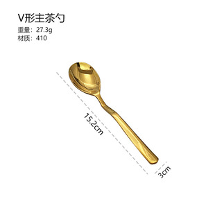 410 Stainless Steel V-Shaped Main Meal Tea Spoon Gold Thickeneded Long Handle Korean Spoon Household Spoon Dessert Coffee Small Spoon