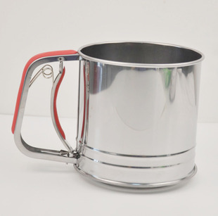Handle with rubber strip stainless steel flour sieve hand-held semi-automatic powder sieve hand-pressed powder sieve sugar sieve spot surface sieve