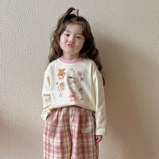 Girls' Base Shirt Spring and Autumn 2025 New Children's Cartoon Long-sleeved Round Neck T-shirt Baby's Spring Inner Top