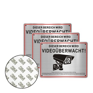 foreign trade manufacturers supply in stock Amazon aluminum alloy monitoring brand brushed metal sign warning