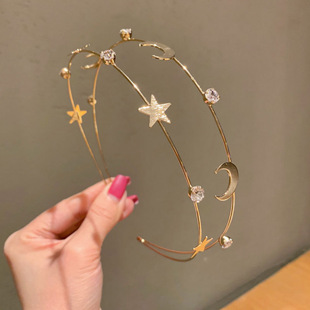 Girl's Journey Star Sea simple Star Moon headband temperament double layer South Korea ins hair accessories out headband