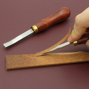 Edge sharpener sandalwood handle stainless steel head leather carving leather thinning knife 2/4/6/8mm wide shovel knife diy leather tool