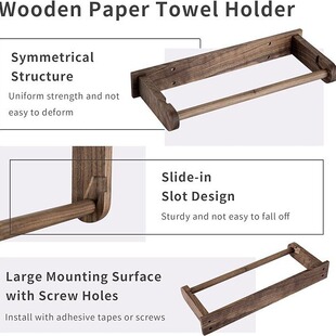 Wooden Tissue Holder Cabinet Kitchen Wall-mounted Tissue Holder Roll Hanging Storage Rack Horizontal Tissue Dispenser